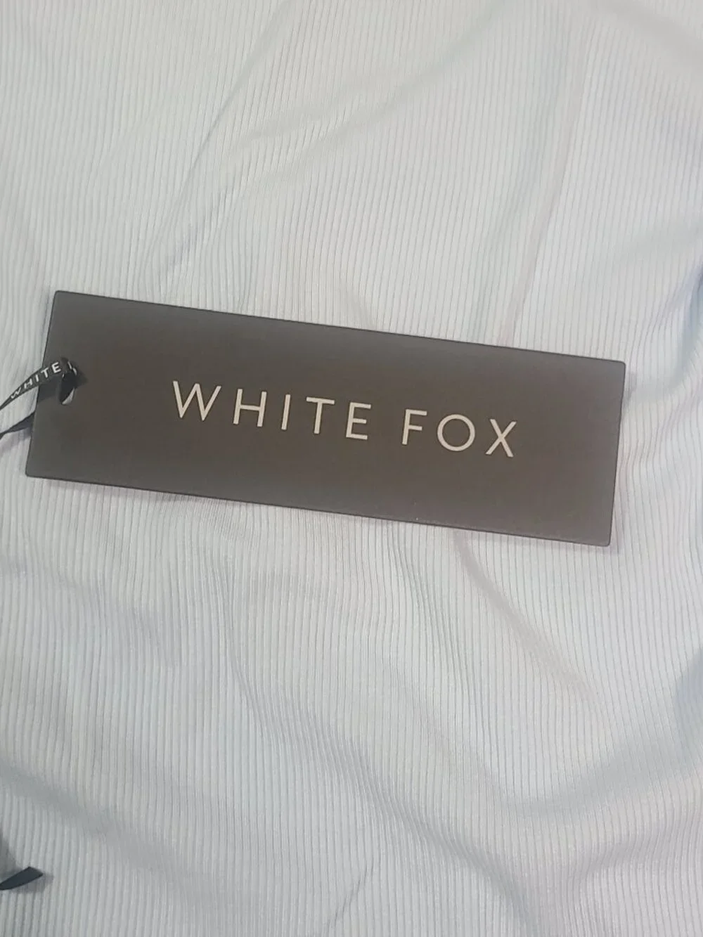 White Fox Baby Blue Girl Talk Ribbed Button Front Cropped Pajama Top Size M